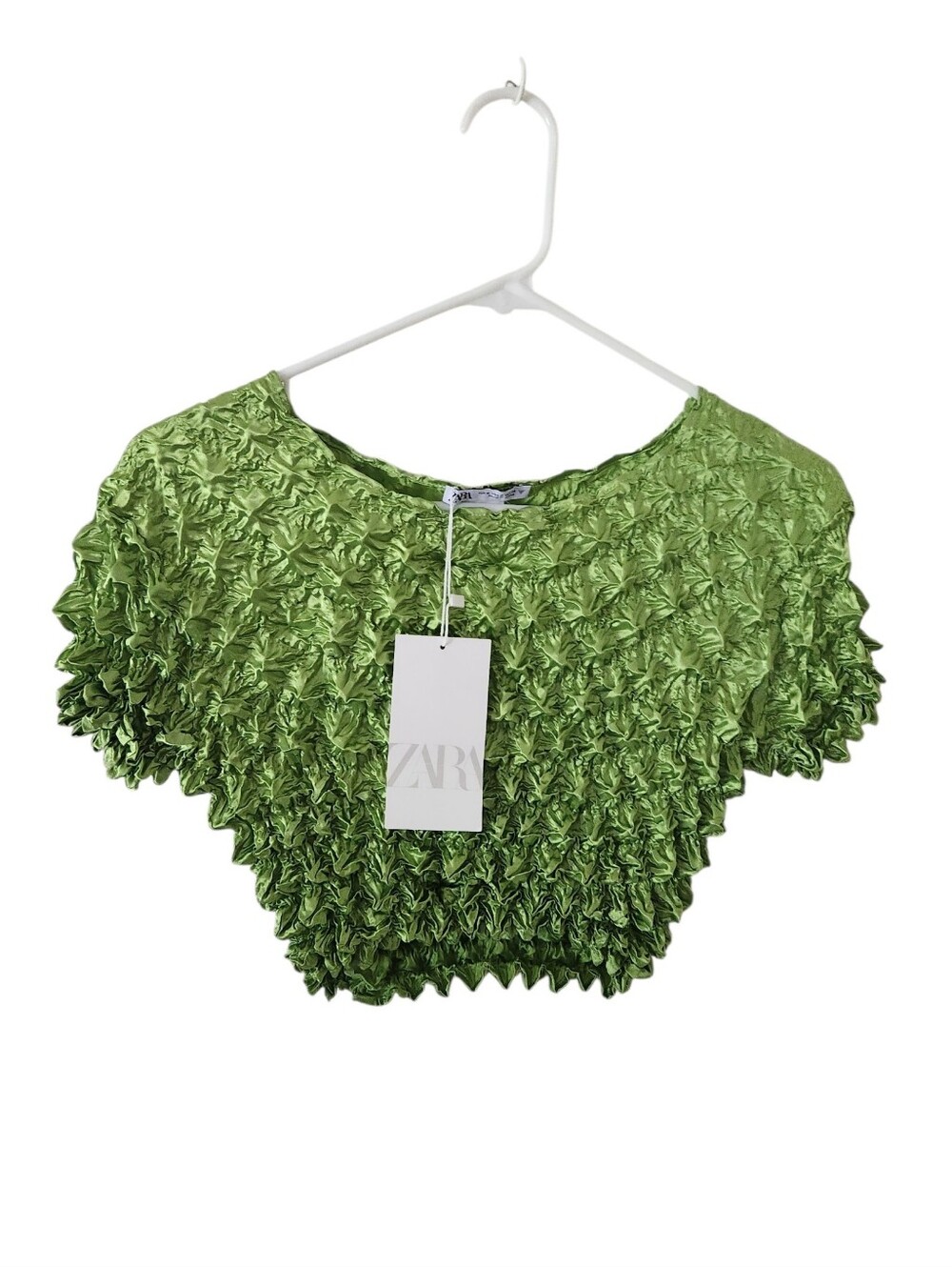 Zara Green Popcorn Top New